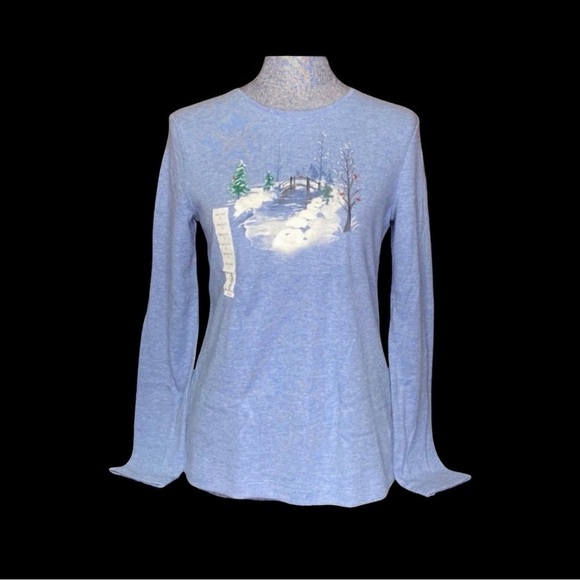 New with tag croft & barrow long sleeve tee SZ small NWT shirt with rhinestone - Picture 2 of 4